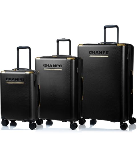 Чемоданы CHAMPS 3-Piece Luxe II Collection Hardside Luggage Set, цвет: Чёрный