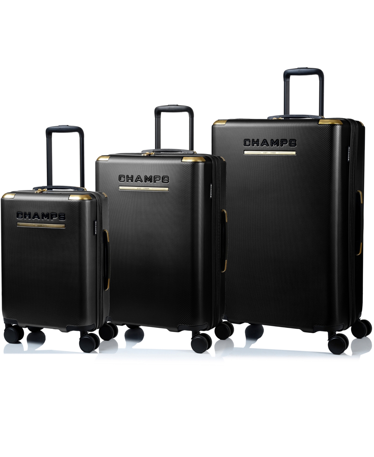 Champs 3-piece Luxe Ii Collection Hardside Luggage Set In Black