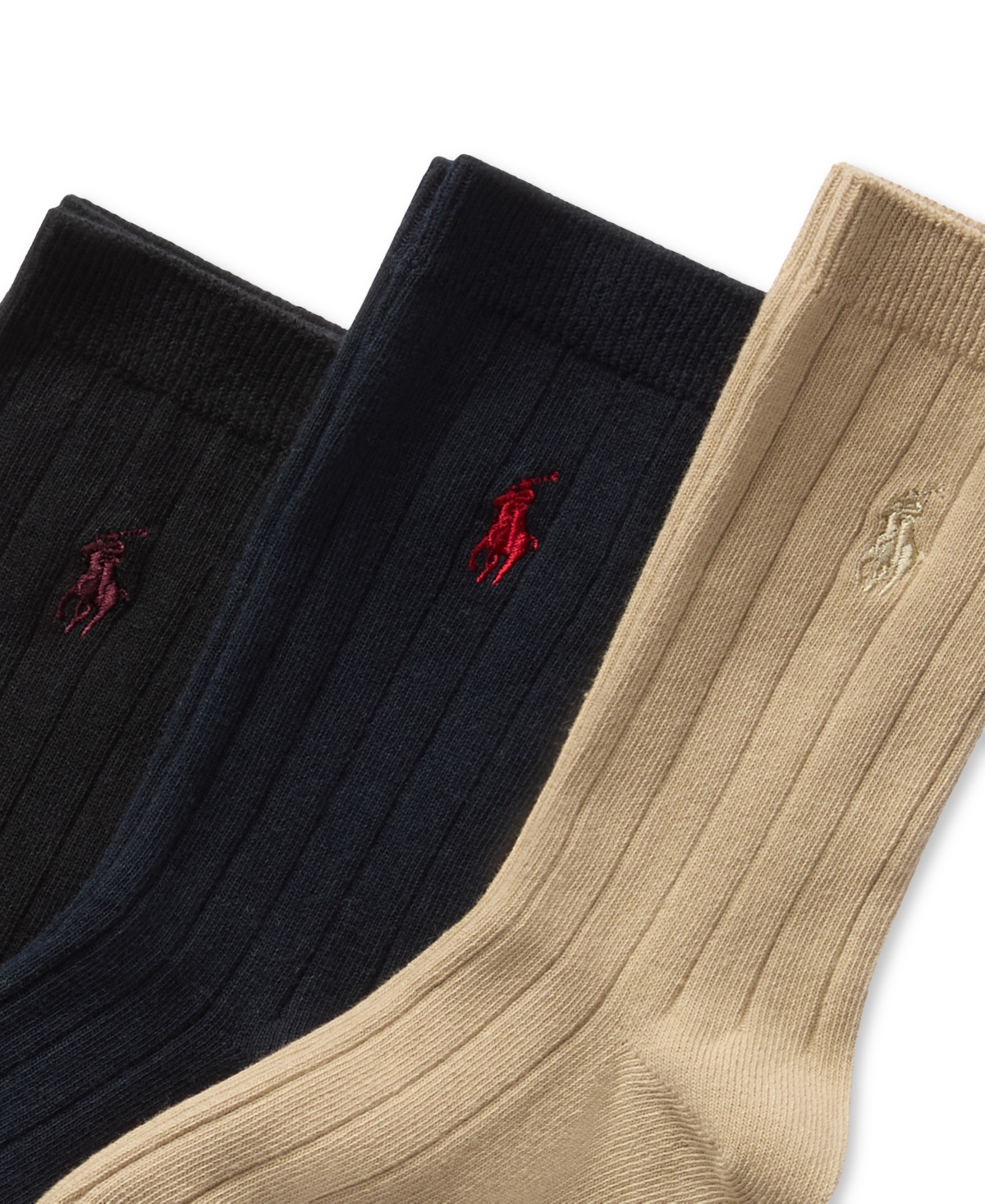Polo Ralph Lauren Toddler Boys Wide Rib Slack Socks, 3-pack In Med Beige