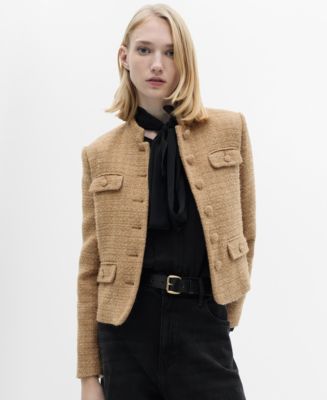 MANGO Women's Mandarin Collar Tweed Blazer - Macy's