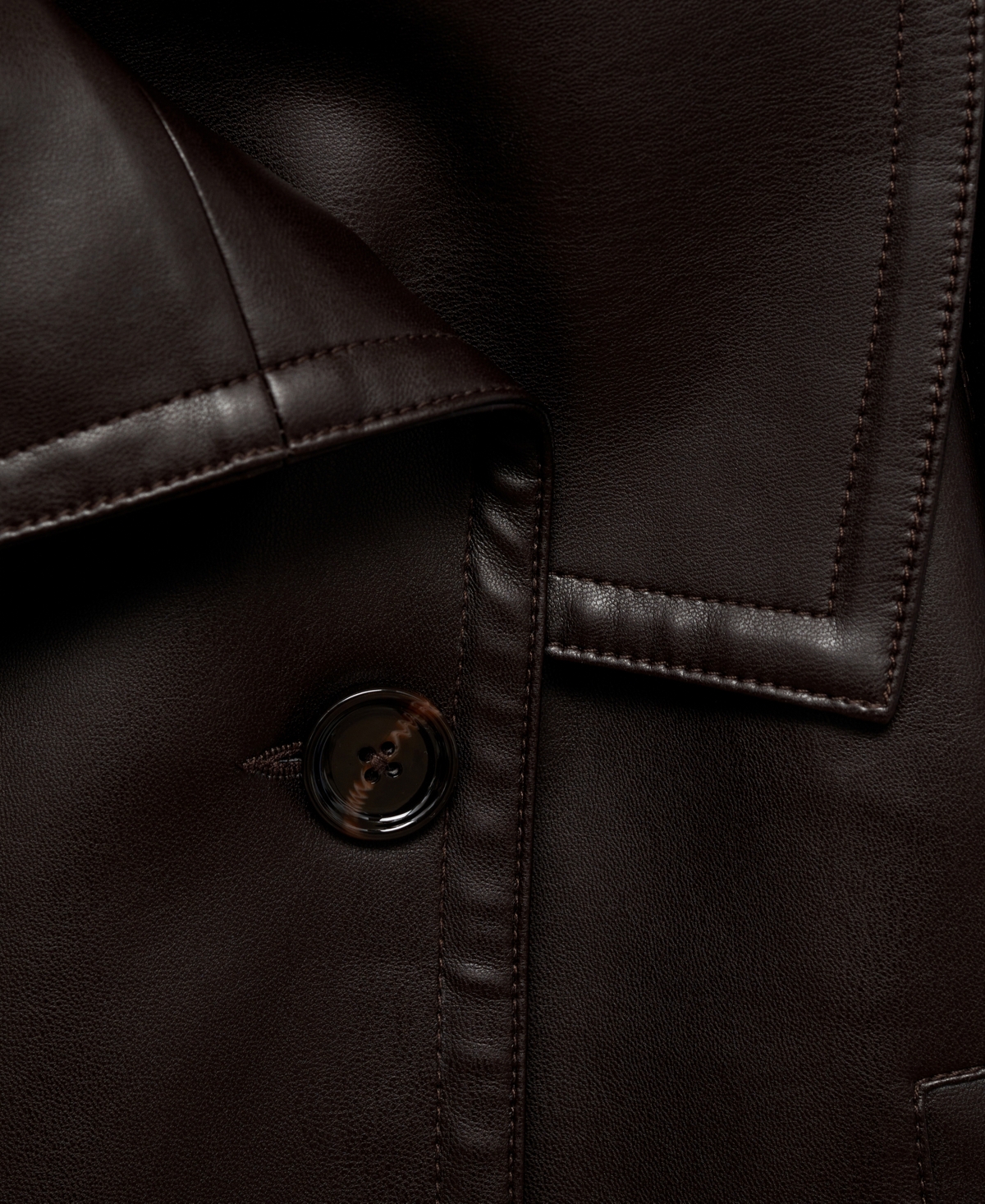 Mango Women's Leather Effect Lapels Maxi Jacket In Brown