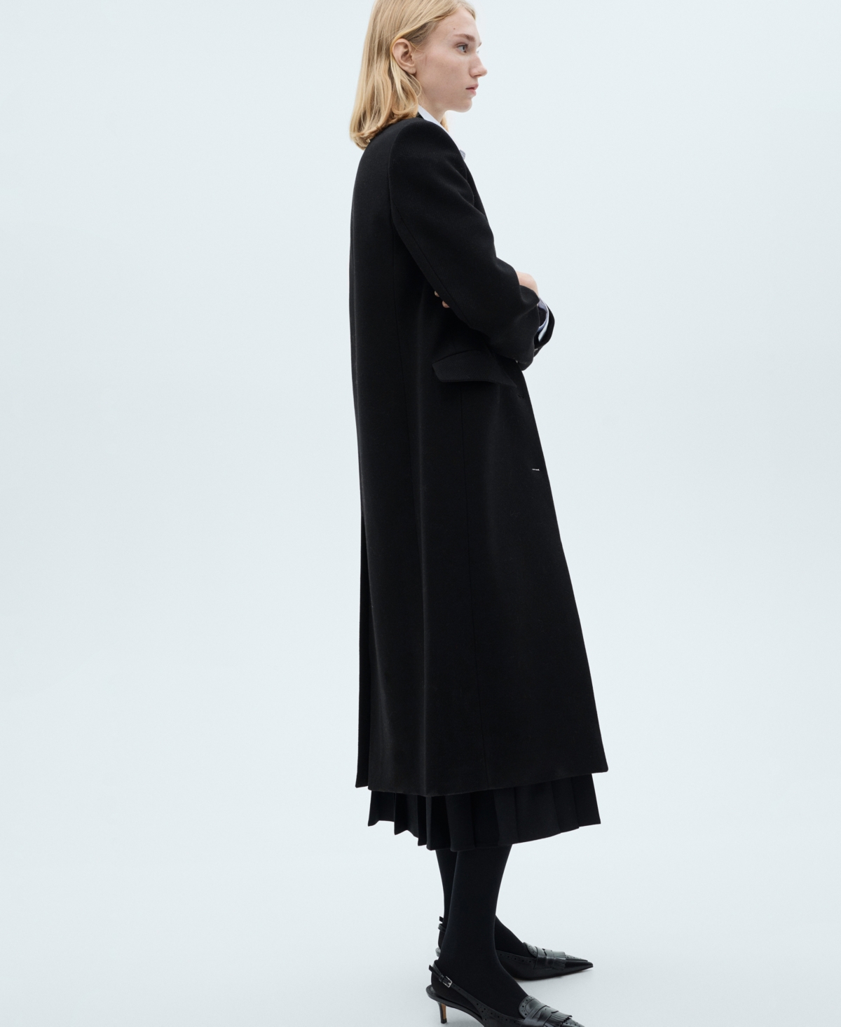 Mango Women's Buttoned Wool Coat In Black