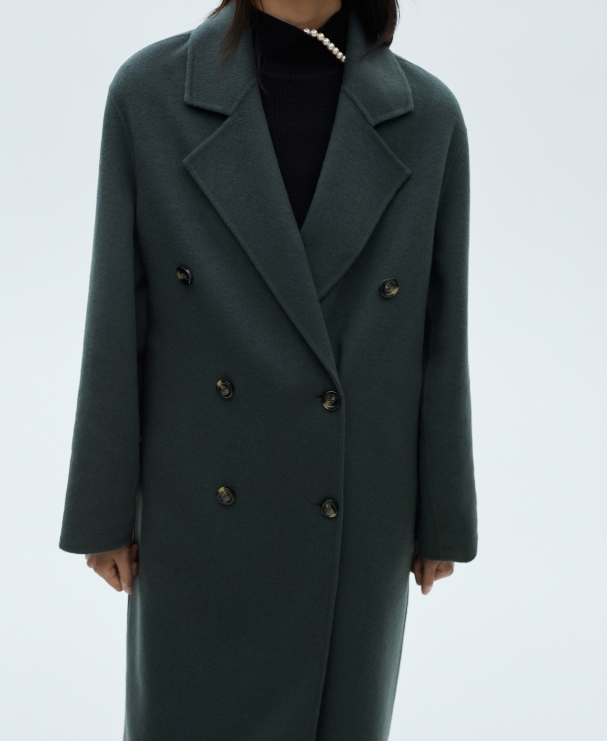 Mango Women's Handmade Oversized Wool Coat In Petrol Blue
