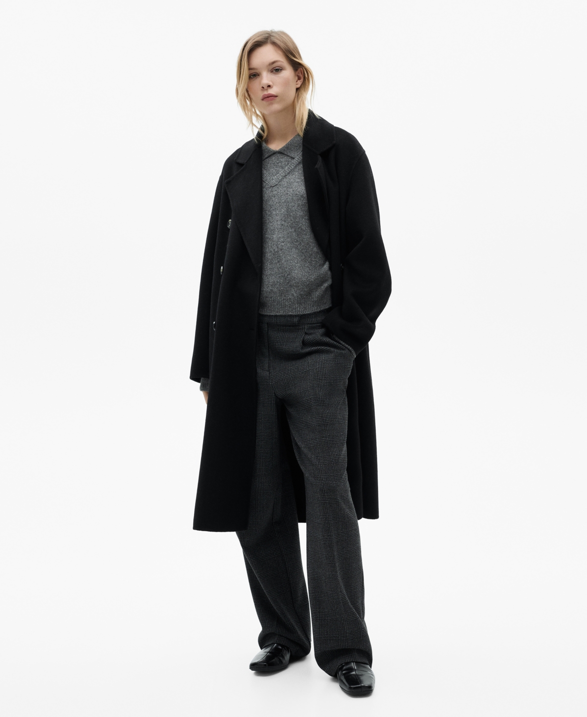 Mango Women's Handmade Oversized Wool Coat In Black