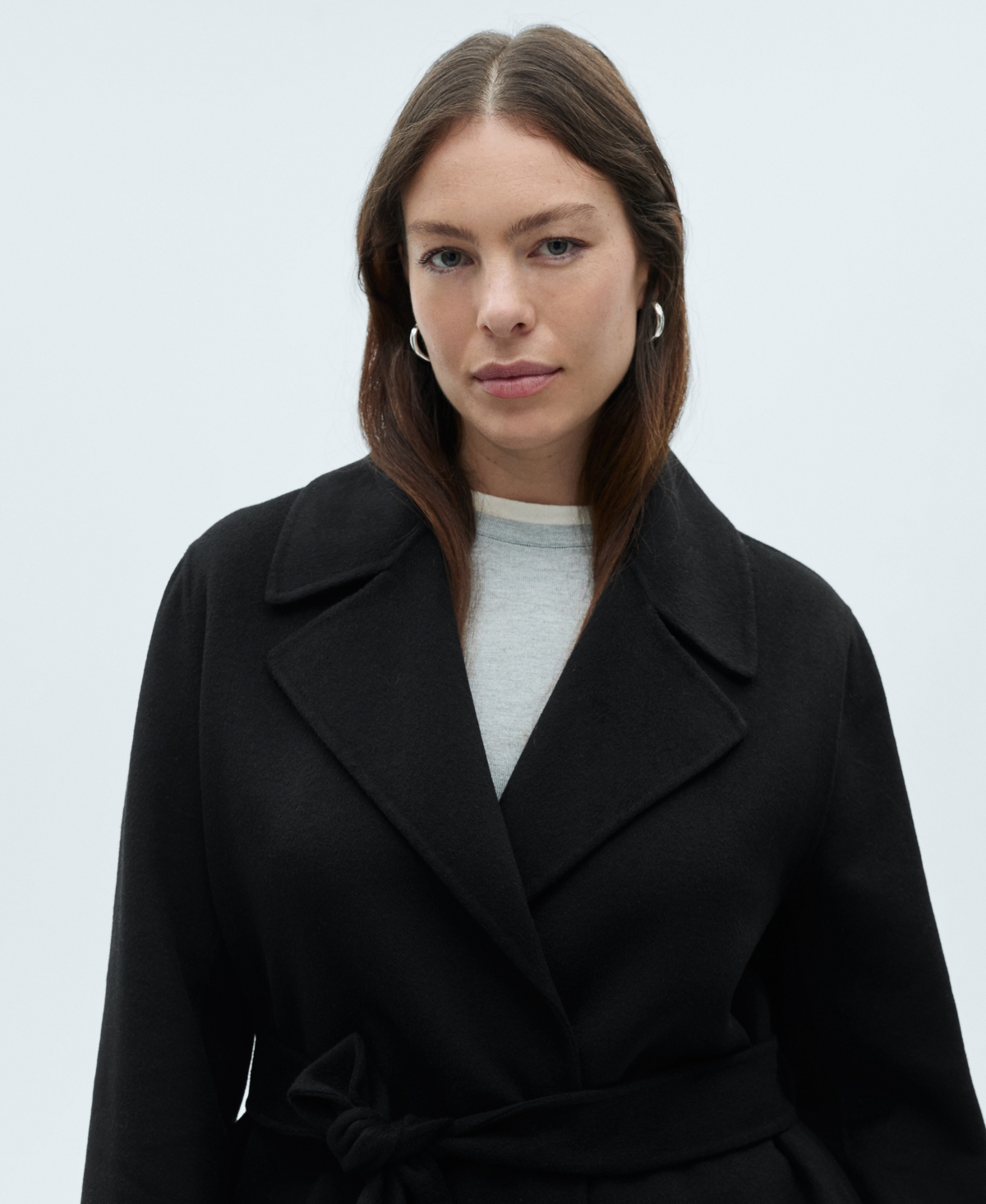 Mango Women's Belt Handmade Coat In Black