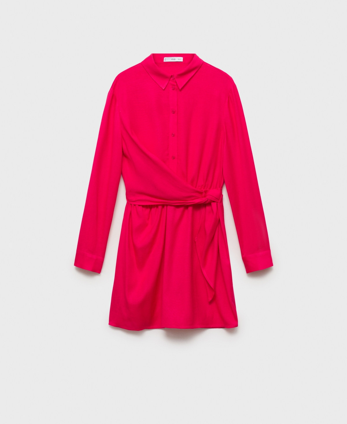 Shop Mango Women's Knot Detail Shirt Dress In Red