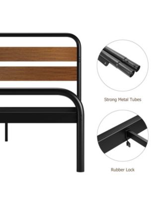 Queen Size Bed Frame with Wooden Headboard, Platform Bed Frame