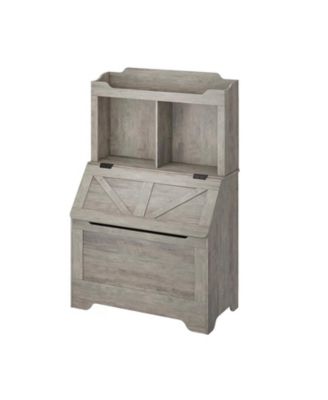 3-tier Wooden Kids Bookcase and Toy Storage Organizer with Flip-Top Lid
