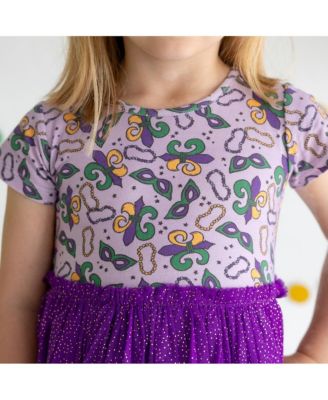 Toddler Girls Mardi Gras Short Sleeve Tutu Dress