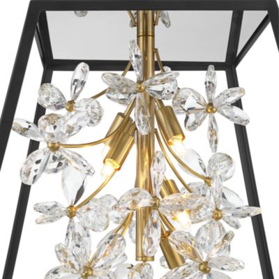 Carrine 15 3/4" Modern Pendant Chandelier Ceiling Light Fixture Dining Room Over Table 5-Light LED Black Gold Finish
