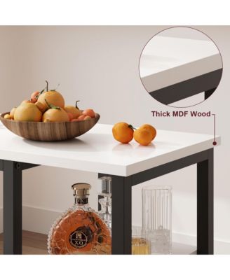 Bar Table and Stools for 2 with 3 Storage Shelves, Modern White Faux Marble Table with 2 PU Cushion Bar Stools