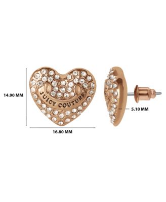 Heart Crystal Stud Earrings - Gold-Tone with Crystals
