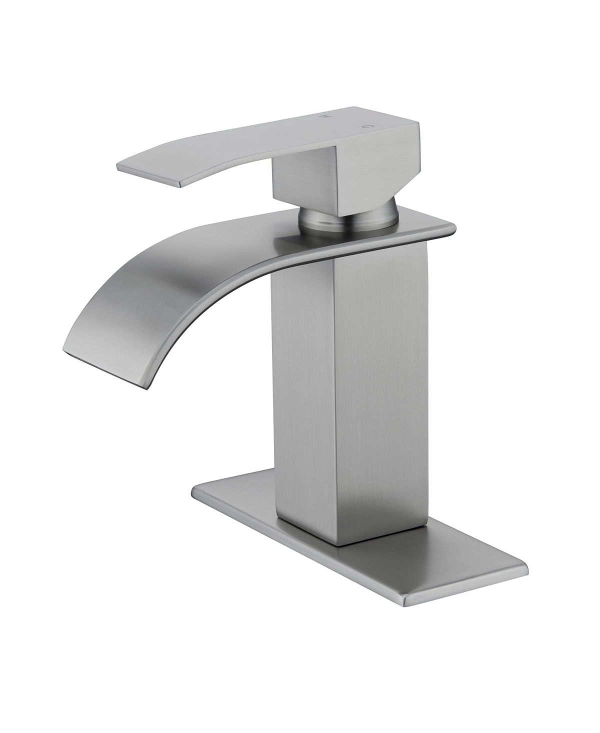 Single Handle Bathroom Sink Faucet, Waterfall Spout Bathroom Sink Faucet for Bath and Rv Sinks, Deck Mount 1 hole or 3 holes - Brushed nickel