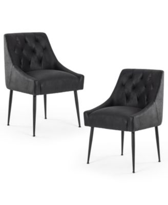 Modern Upholstered Dining Chairs Set of 4, Mid Century Kitchen Side Chairs with 5.12” Cushions and Back Pull Rod for Kitchen, Living Room