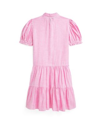 Big Girls Striped Tiered Linen-Cotton Dress