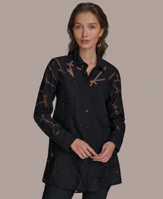Donna Karan New York - Women's Geo Burnout Button-Front Tunic
