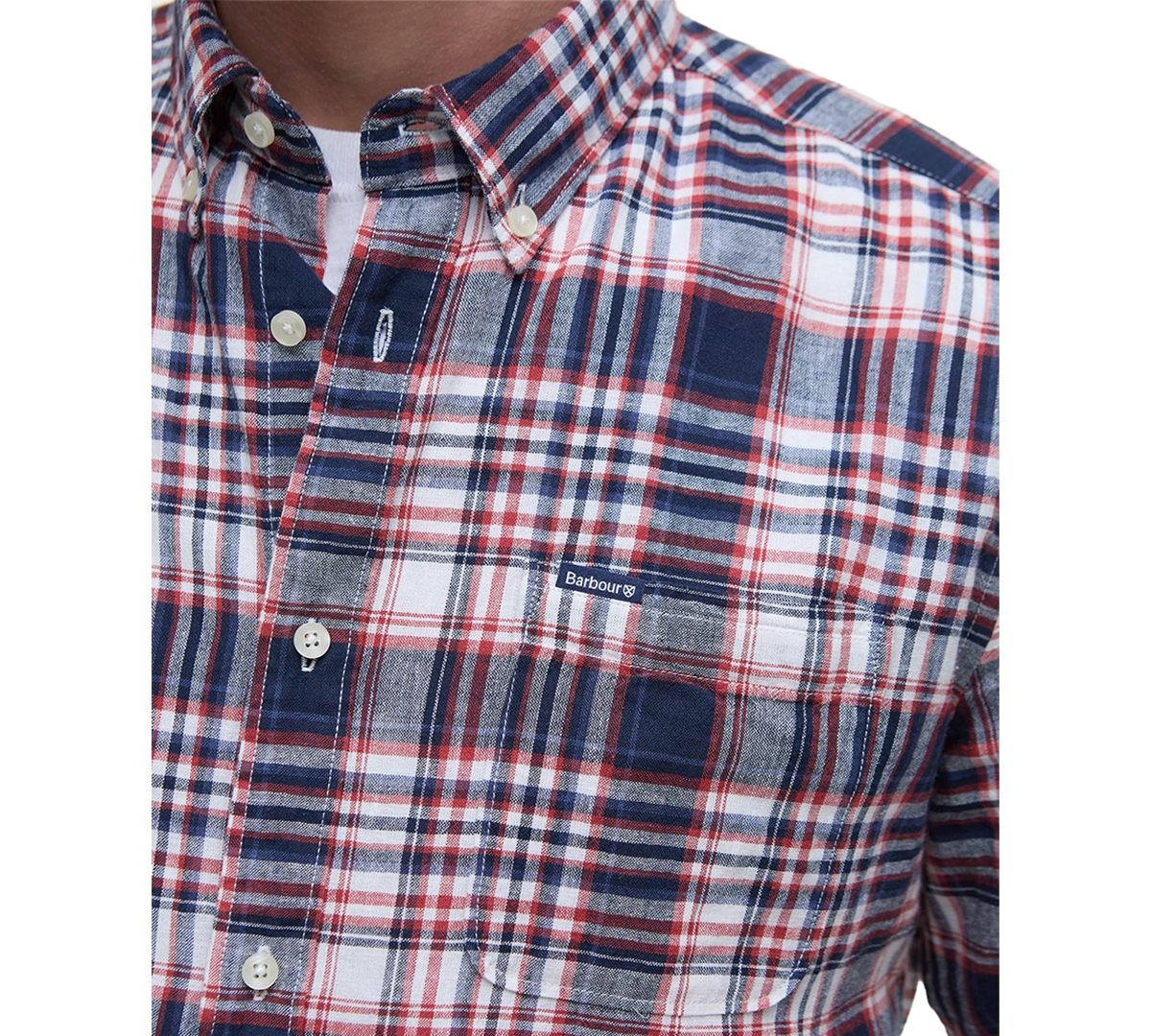 Shop Barbour Men's Tailored-fit Bridport Linen-blend Plaid Shirt In Navy