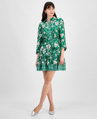Anne Klein - Women's Tiered Belted Floral-Print Dress