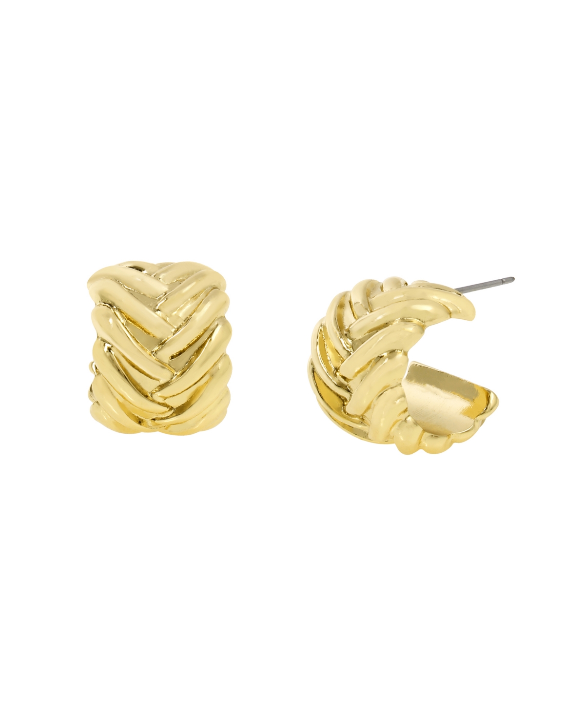 STEVE MADDEN WOVEN HUGGIES HOOP EARRINGS