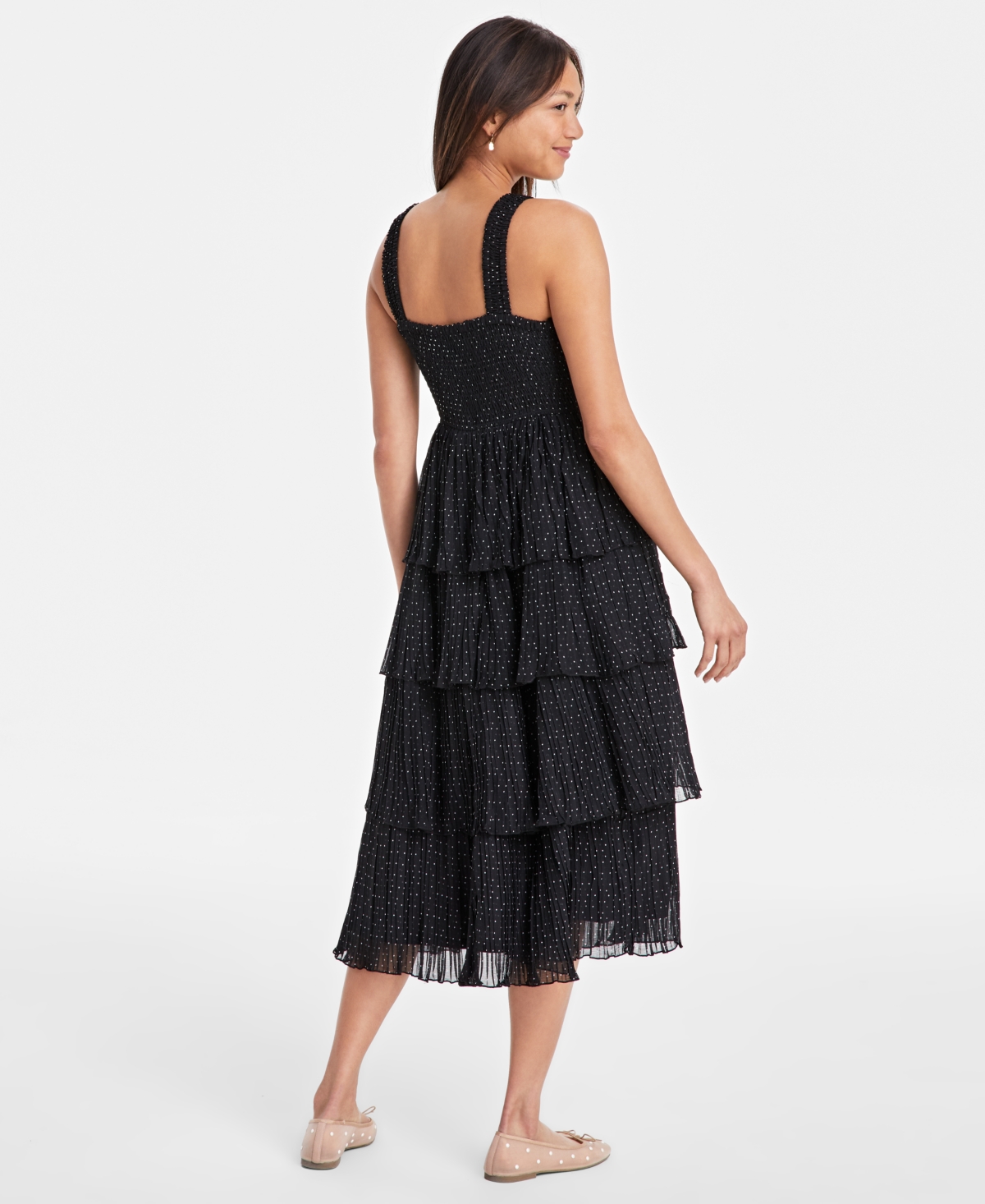 ON 34TH WOMEN'S PRINTED SMOCKED RUFFLE-TIERED MIDI DRESS, EXCLUSIVELY AT MACY'S 