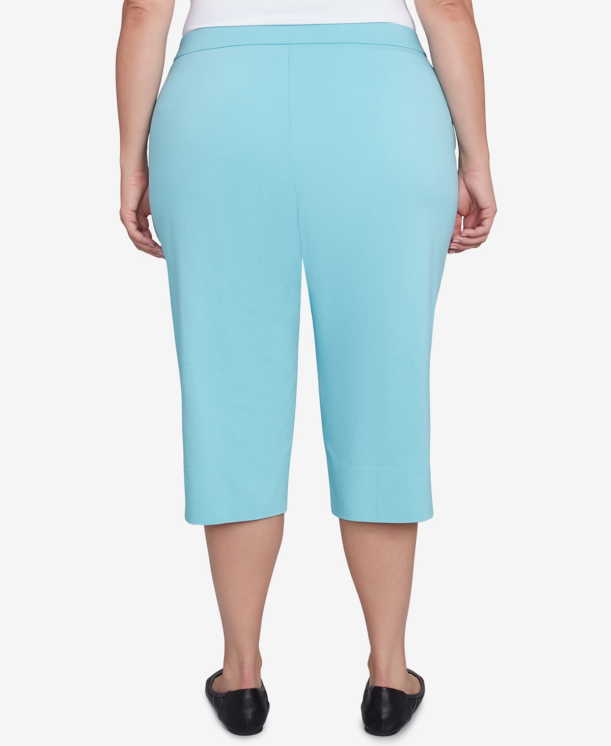 Alfred Dunner Plus Size Classic Flat Front Allure Clamdigger Pants In Aqua