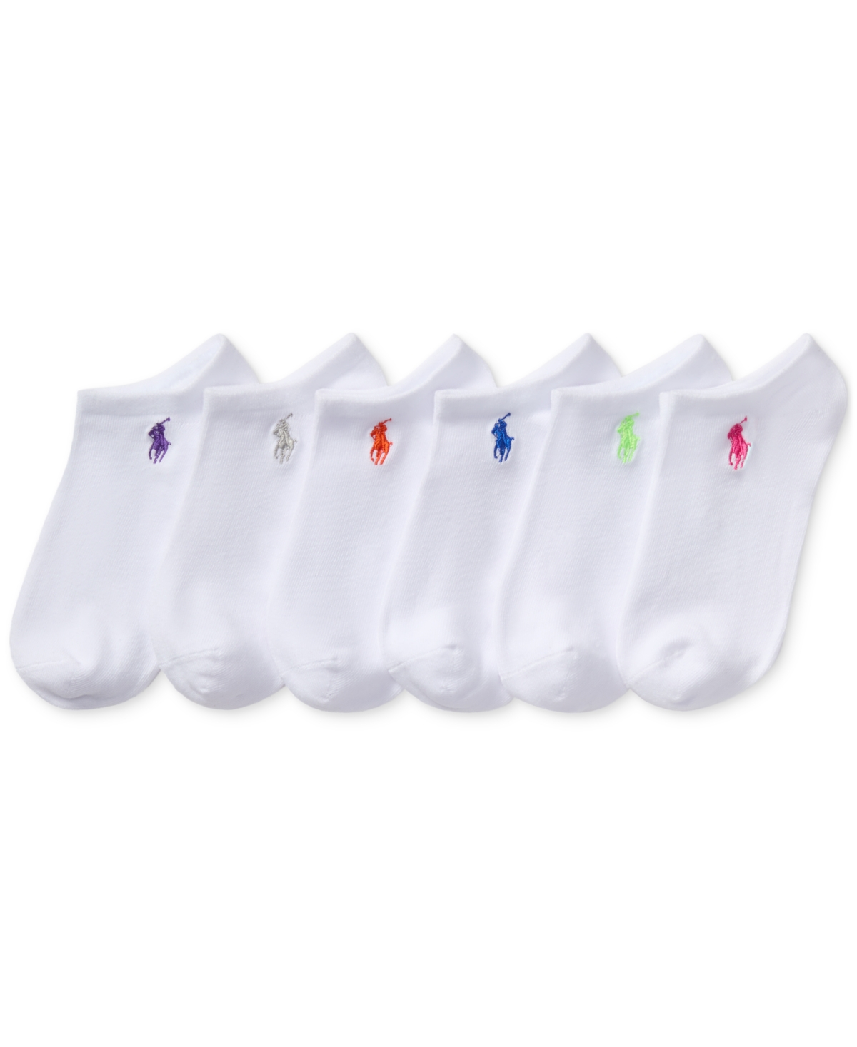 Polo Ralph Lauren Little & Big Girls Classic Solid Low-cut Socks, 6-pack In White