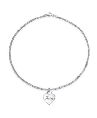 Tiny Minimalist ABC Heart Initial Anklet Ankle Bracelet Sterling Silver 9-10 Inch