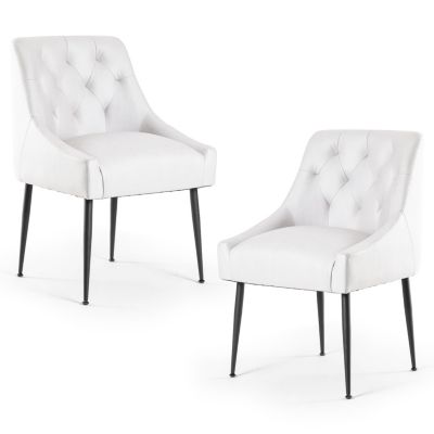 Modern Upholstered Dining Chairs Set of 6, Mid Century Kitchen Side Chairs with 5.12” Cushions and Back Pull Rod for Kitchen, Living Room