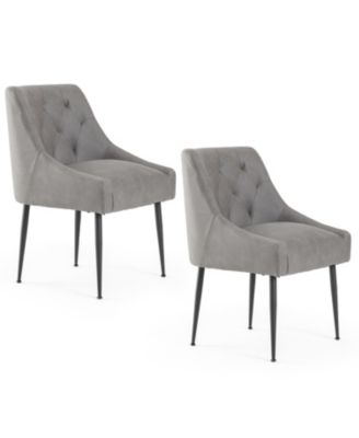 Modern Upholstered Dining Chairs Set of 6, Mid Century Kitchen Side Chairs with 5.12” Cushions and Back Pull Rod for Kitchen, Living Room