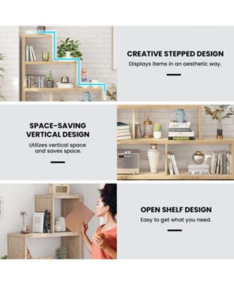 6 Cubes Ladder Shelf Corner Bookshelf Storage Bookcase