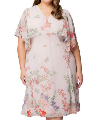 Plus Size Breezy Border Print Cocktail Dress