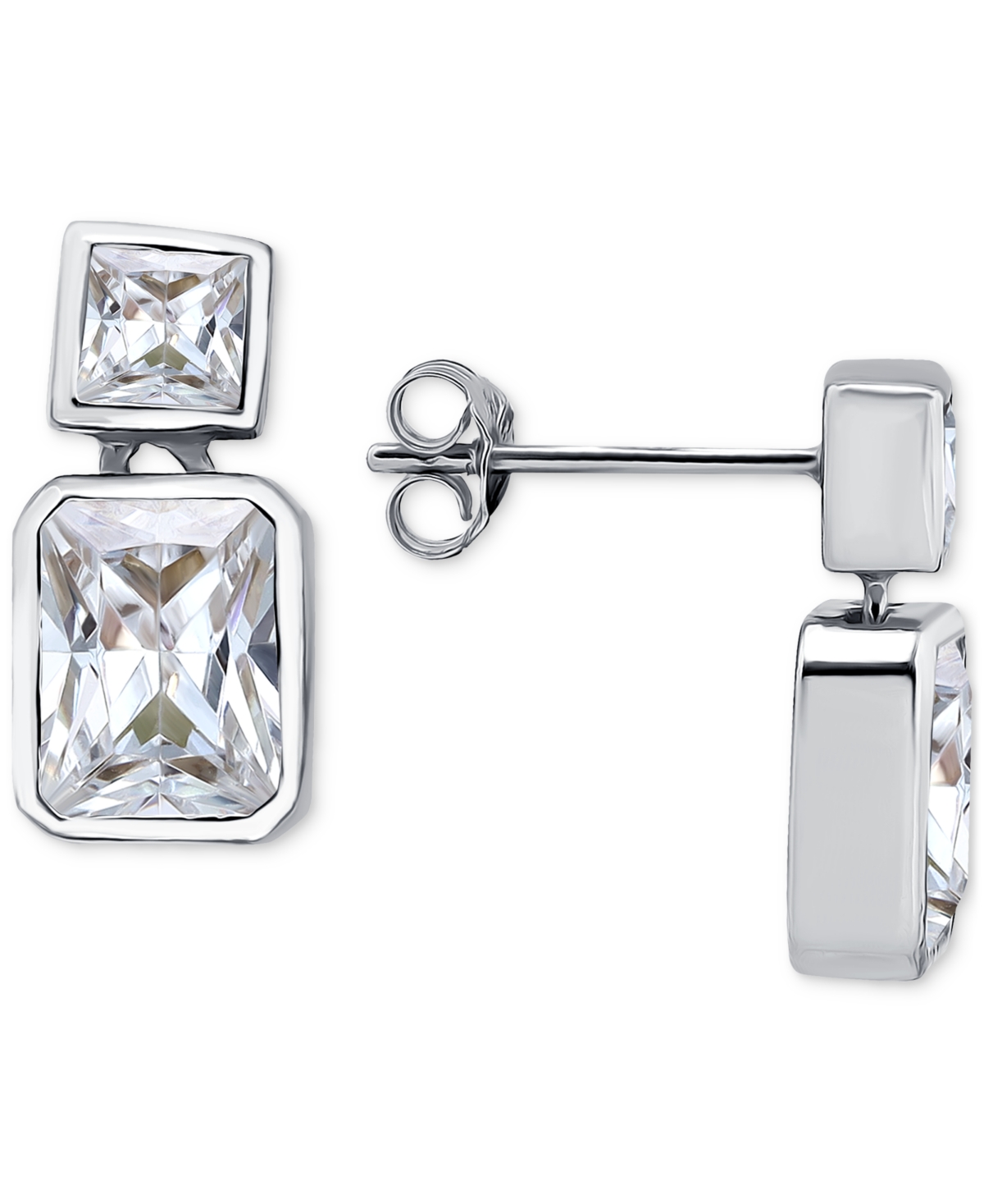 Giani Bernini Cubic Zirconia Octagon & Square Drop Earrings In 18k Gold-plated Sterling Silver, Created For Macy's In Silver