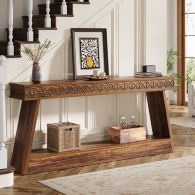 Farmhouse Entryway Table, 70.87-Inch Console Table with Storage, Wood Sofa Table Behind The Couch, Industrial Hallway Accent Table