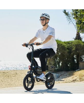 GoDash Electric Bike | Compact Folding Adult Mini E-Bike | Dual Disc Brakes | Dual Shock Suspension | Throttle and Pedal Assist | 400W Motor | 14” Tires | Up to 30 Mile Range