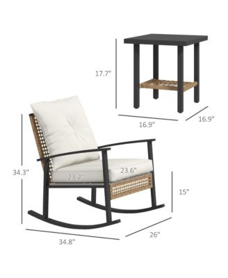 3 Pieces Bistro Set with Rat Rocking Chairs & Table Dark
