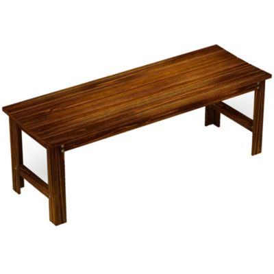 2-Seat Wood Garden Bench, Patio Bench w/ Slatted Seat
