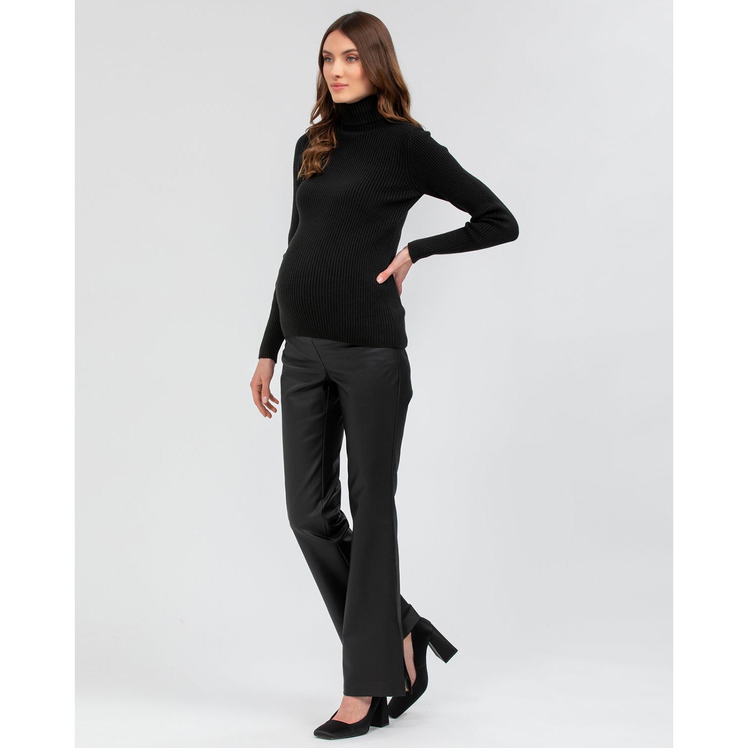 Maternity Long Sleeve Turtleneck Rib Knit Jumper Aurora