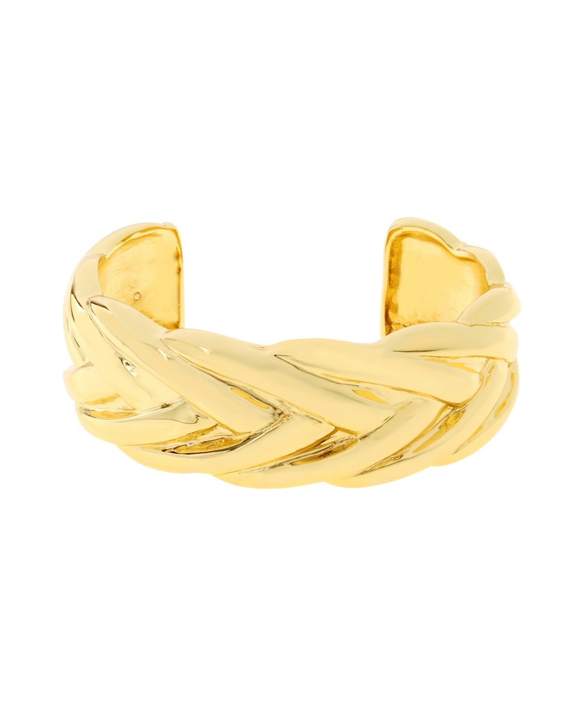 Steve Madden Rhodium Woven Twist Cuff Bracelets In Gold