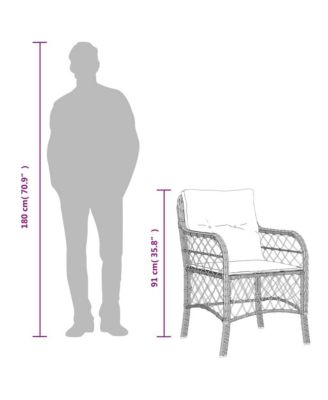 Patio Chairs with Cushions 2 pcs Black Poly Rattan