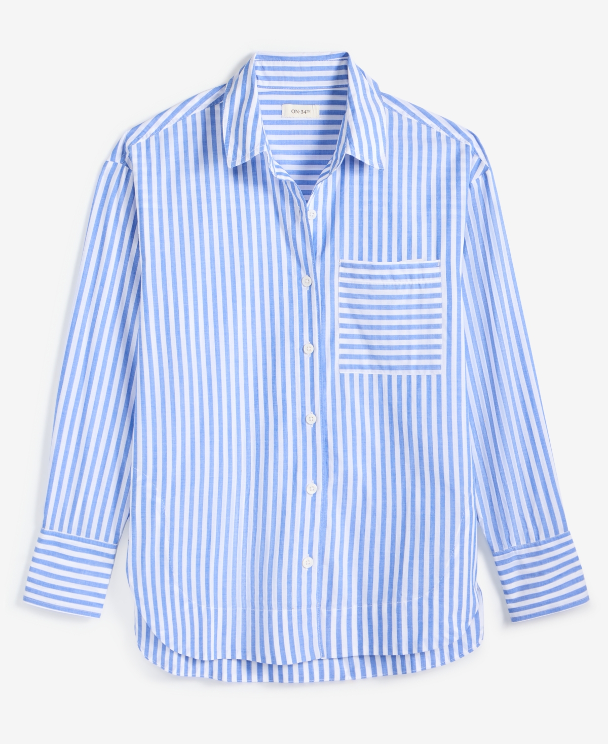 On 34th Women's Cotton Striped Button-front Shirt, Exclusively At Macy's In Seaport Combo