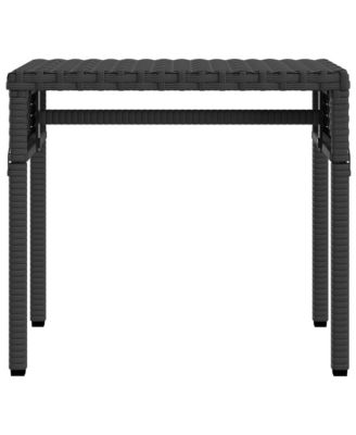 Sun Lounger with Canopy and Table Black Poly Rattan