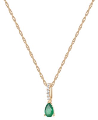 Sapphire (1/2 ct. t.w.) & Diamond (1/20 ct. t.w.) Linear Pendant 18" Necklace in 14k White Gold (Also Available in Ruby & Emerald)