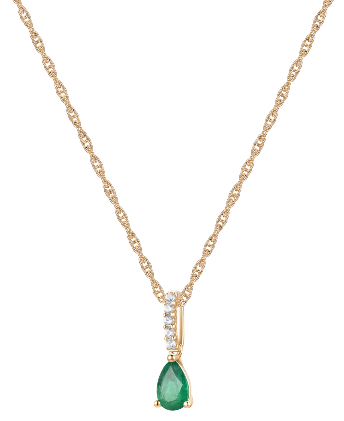 Shop Macy's Sapphire (1/2 Ct. T.w.) & Diamond (1/20 Ct. T.w.) Linear Pendant 18" Necklace In 14k White Gold (als In Emerald