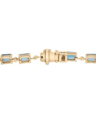 London Blue Topaz (2-1/3 ct. t.w.), Blue Topaz (1-3/4 ct. t.w.), & Diamond (1/3 ct. t.w.) Link Bracelet in 14k Gold