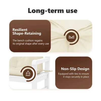 Garden Bench Cushion Cream White 70.9"x(19.7"+19.7")x2.8" Oxford Fabric