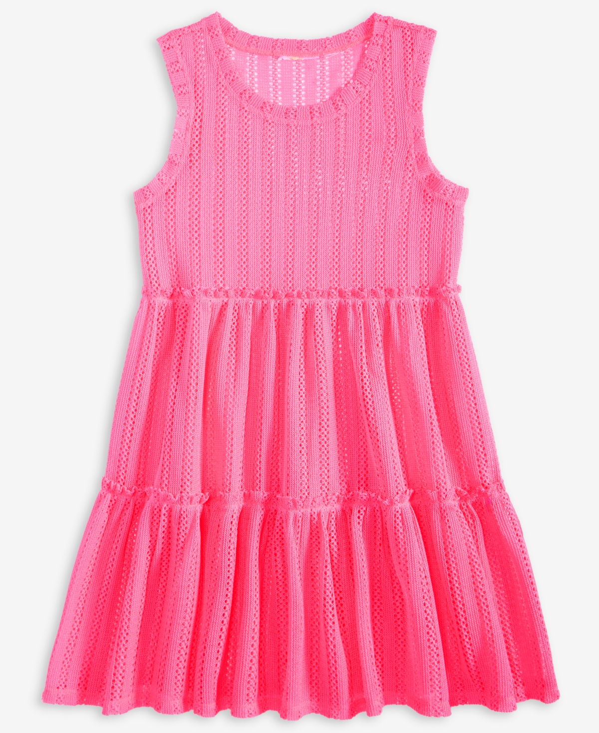 Epic Threads Big Girls Mesh Dress Swim Cover-up, Exclusively At Macy's In Plyo Pink