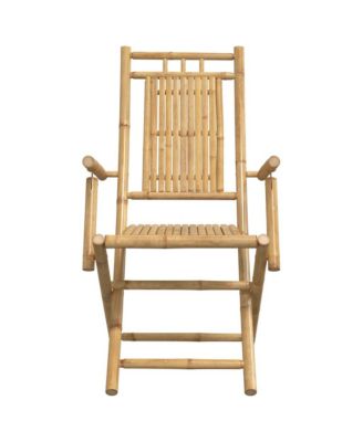 Garden Chair Set of 2 Natural Bamboo Bamboo Medium Foldable