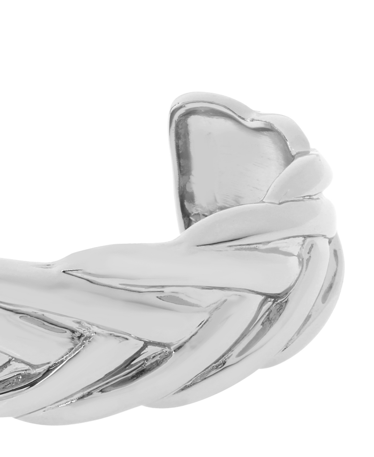 Steve Madden Rhodium Woven Twist Cuff Bracelets In Rhodium