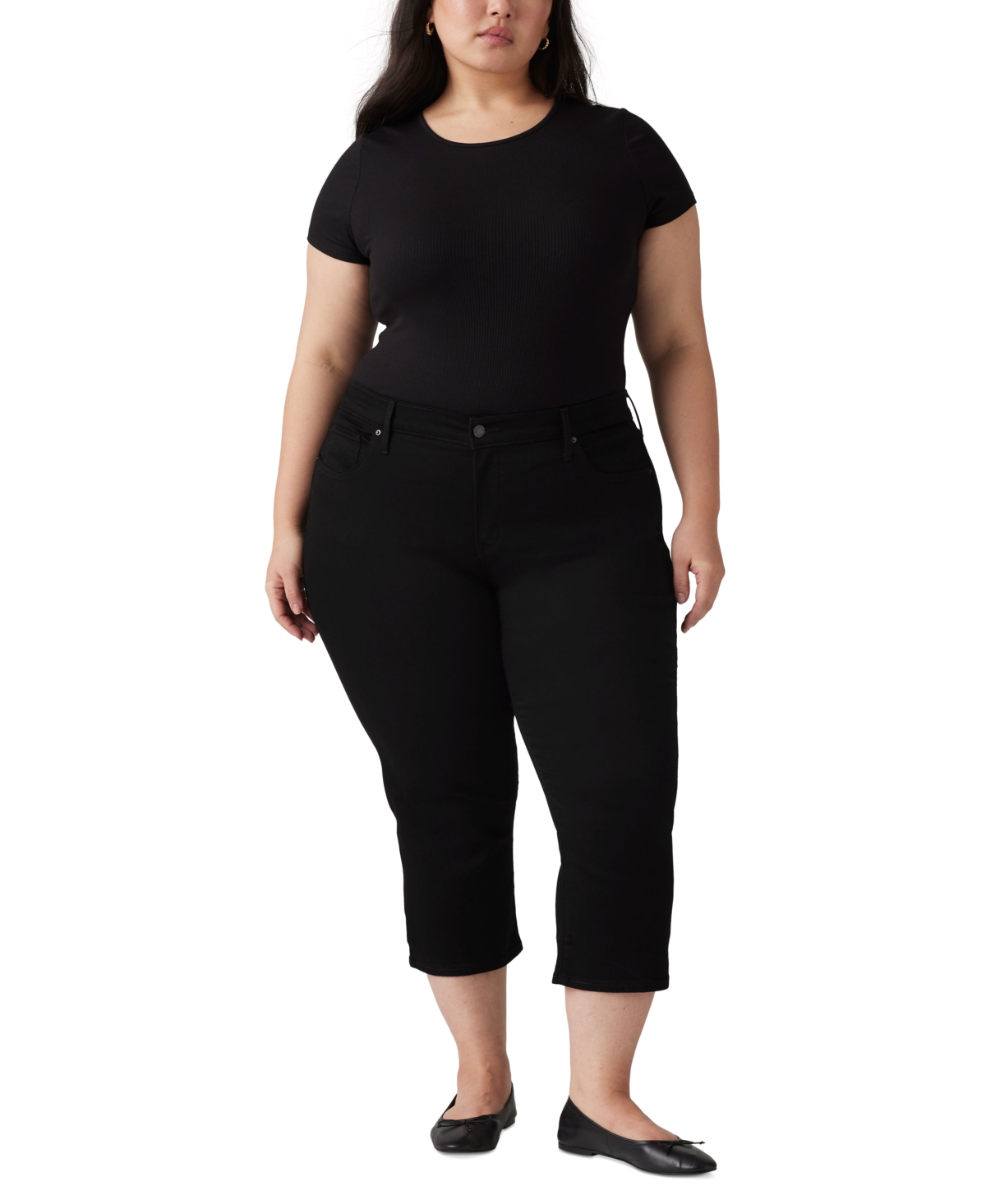 Shop Levi's Trendy Plus Size Shaping Skinny Capri Jeans In Soft Black