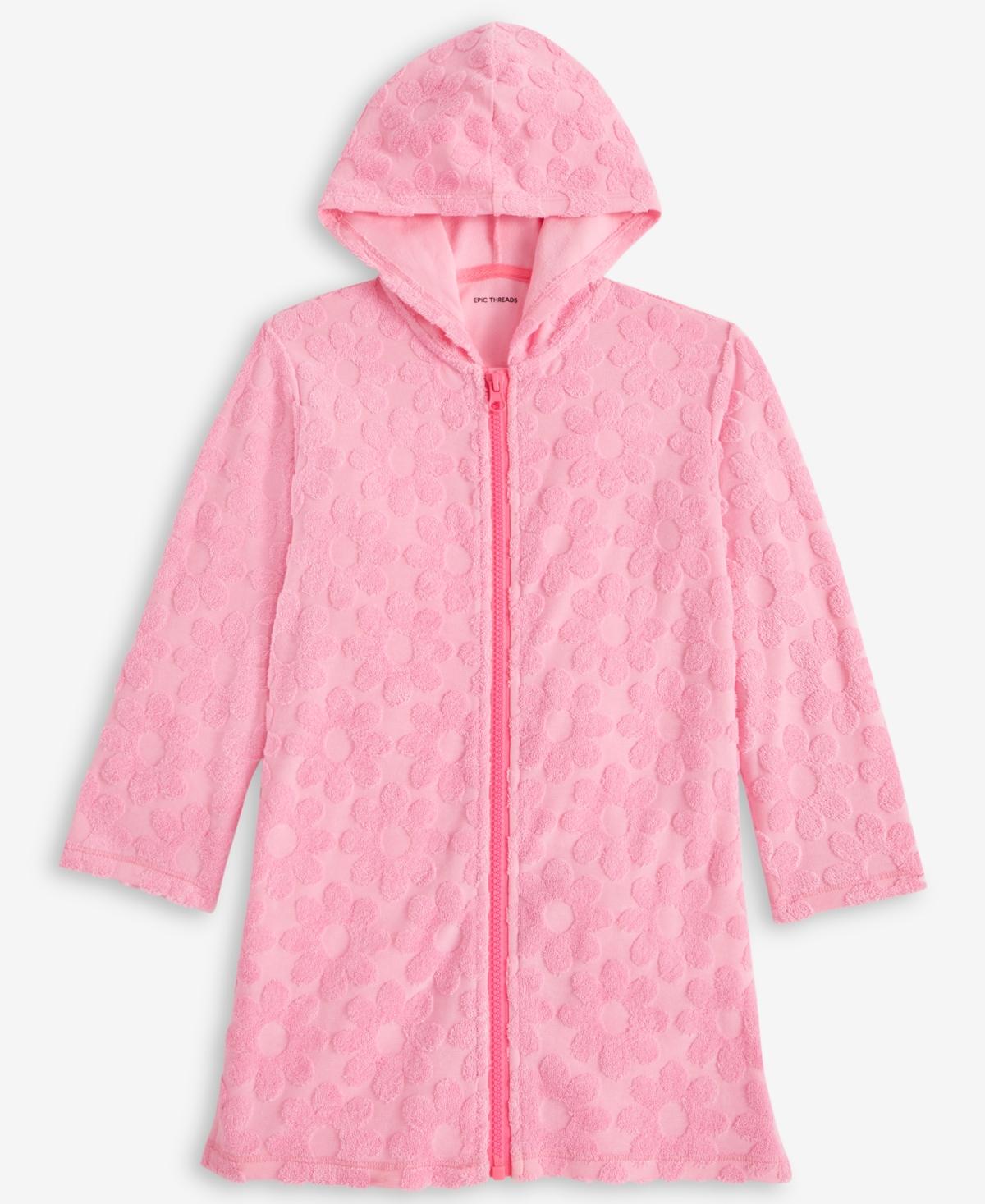 Epic Threads Toddler And Little Girls Textured Terry Hooded Cover-up, Exclusively At Macy's In Juicy Pink